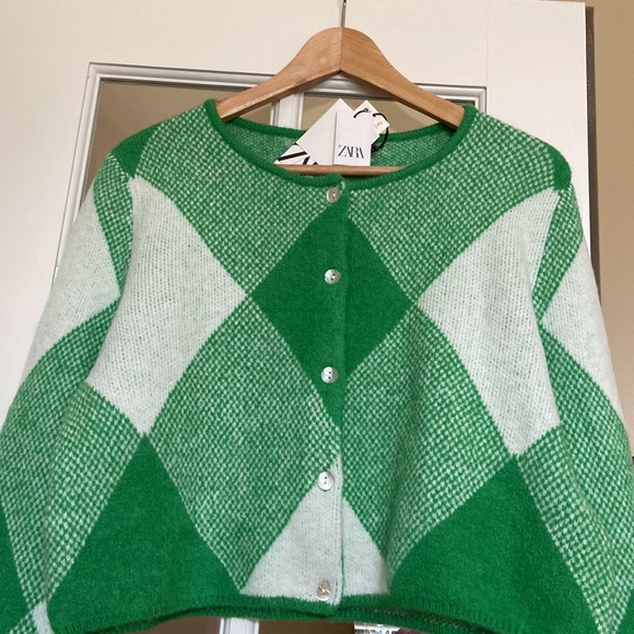 ZARA jacquard knit argyle geometric print cardigan blogger favorite - Picture 15 of 16